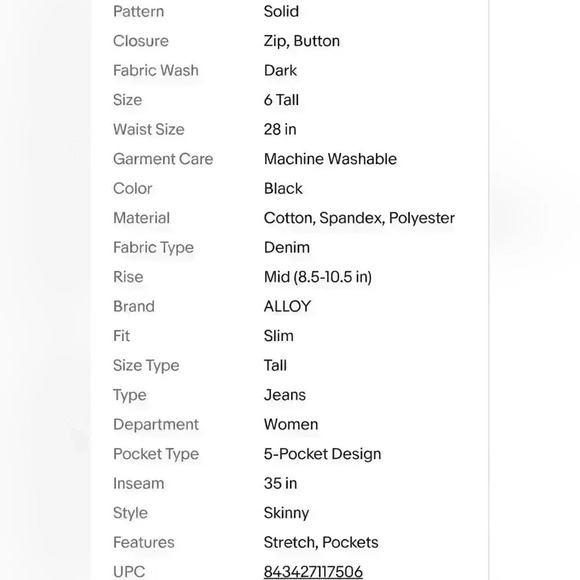 Women's Alloy Apparel Powerstretch Denim Tall Dark Wash Mid-Rise Jeans - Picture 9 of 9